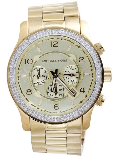 gold michael kors men's watch|men's mk watch with diamonds.